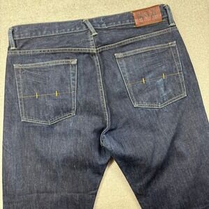 Polo Ralph Lauren Vintage 67 Jeans Mens 38x34.5 Blue Raw Denim Dark Wash *READ‎